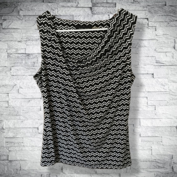 Ivanka Trump Tops - BUNDLE ONLY! Ivanka Trump Black & White Chevron Tank Asymmetrical Stretchy Top